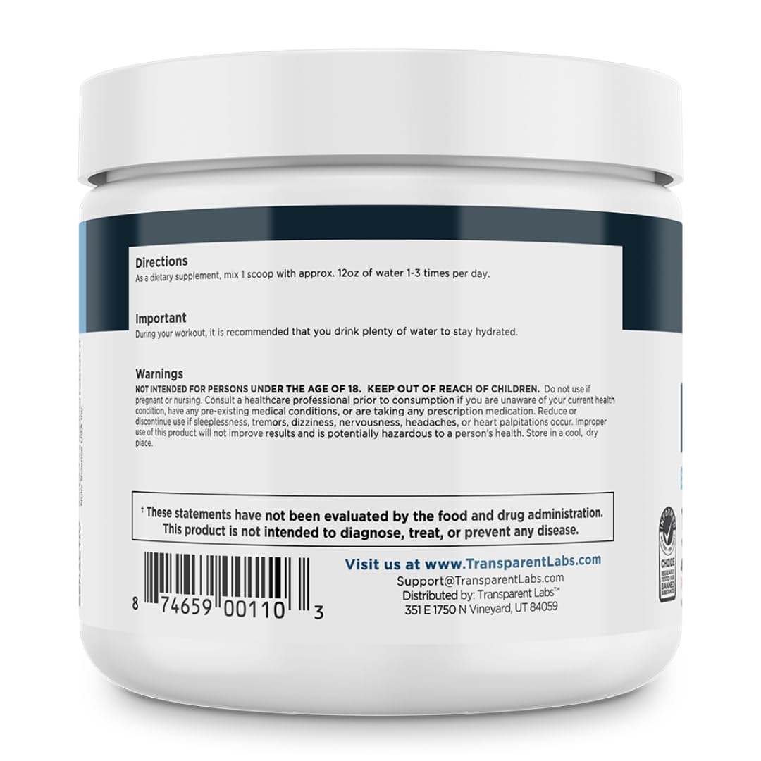 Transparent Labs primer plano del polvo sabor raspberry lemonade refrescante