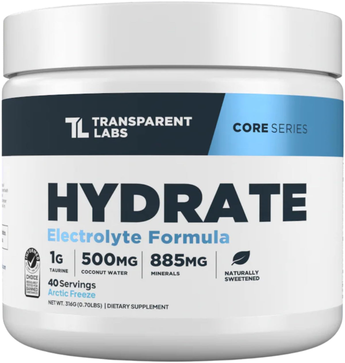 Transparent Labs envase frontal Arctic Freeze mostrando diseño y beneficios