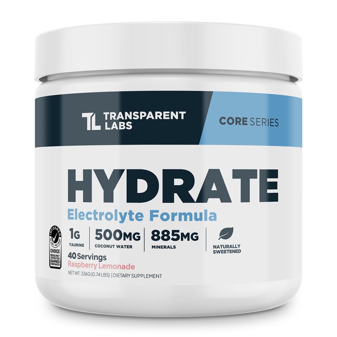 Transparent Labs envase frontal mostrando el producto y beneficio de reposición