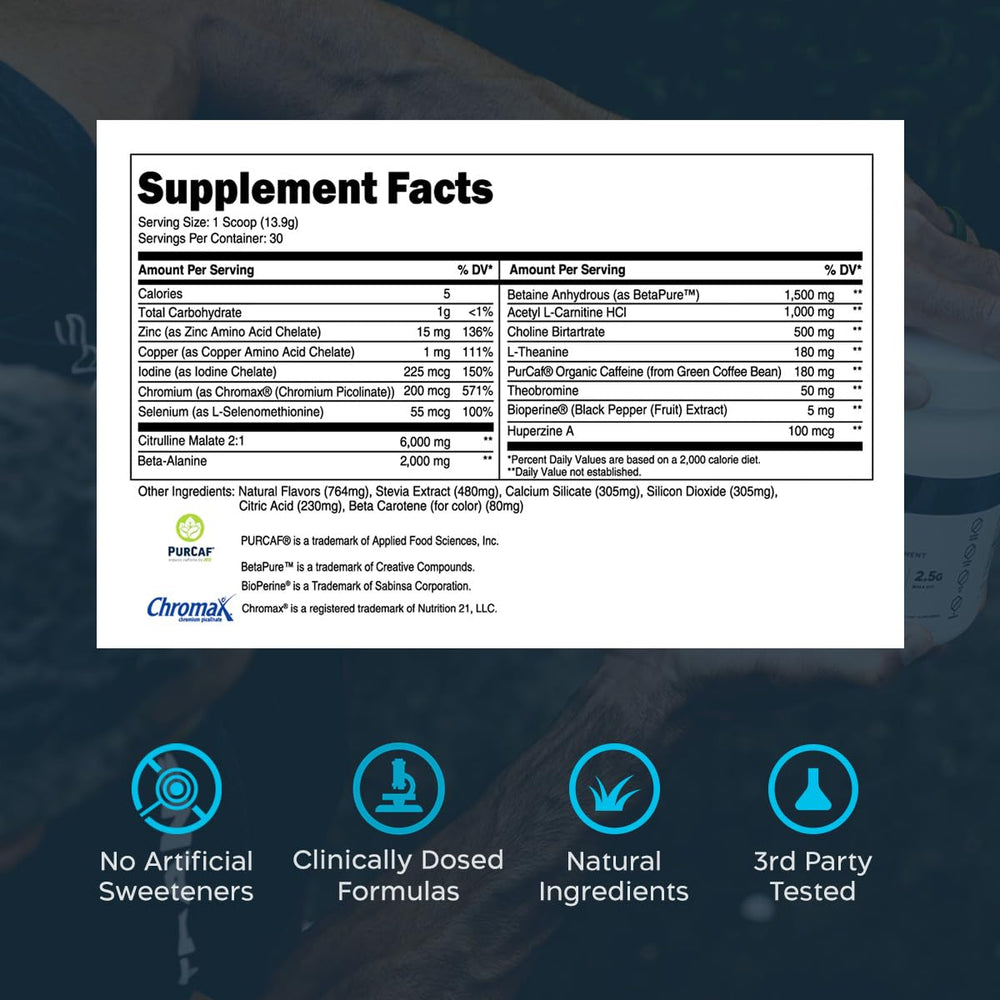 Etiqueta de Transparent Labs con lista de ingredientes y dosis claras