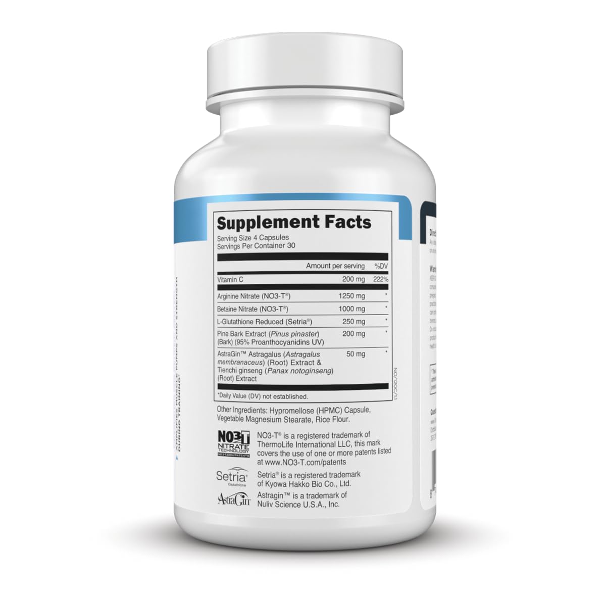 Transparent Labs lista de ingredientes en tabla comparativa de beneficios