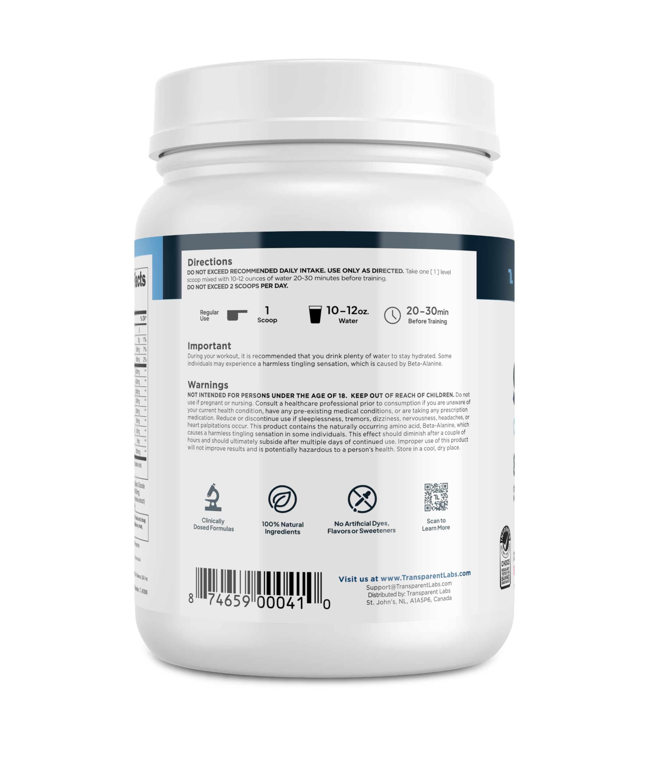 Transparent Labs producto en escena deportiva promoviendo enfoque