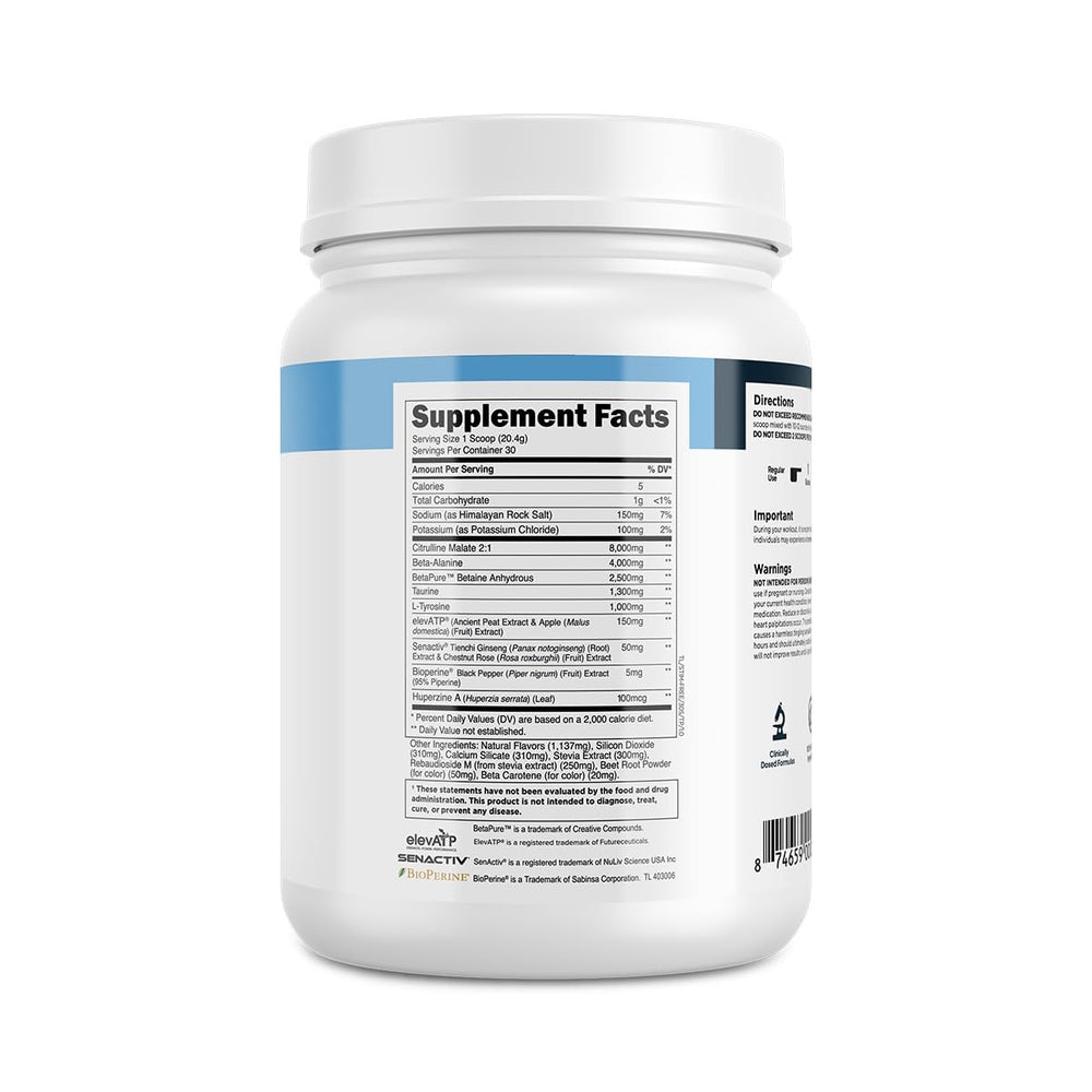 Transparent Labs vaso servido Tropical Punch listo para consumir antes de entrenar