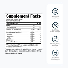 Transparent Labs etiqueta con tabla de ingredientes, transparencia y dosis claras