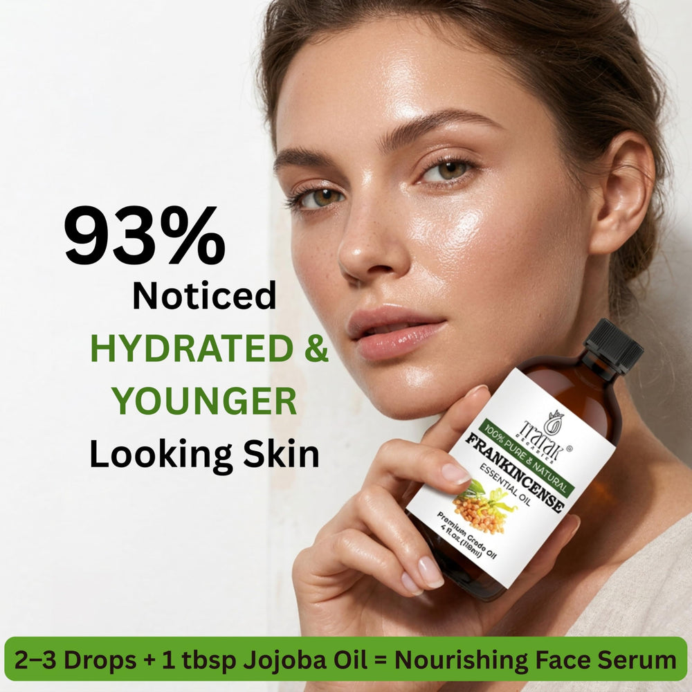 TRATAK ORGANICS gota de aceite sobre piel, textura pura y concentrada