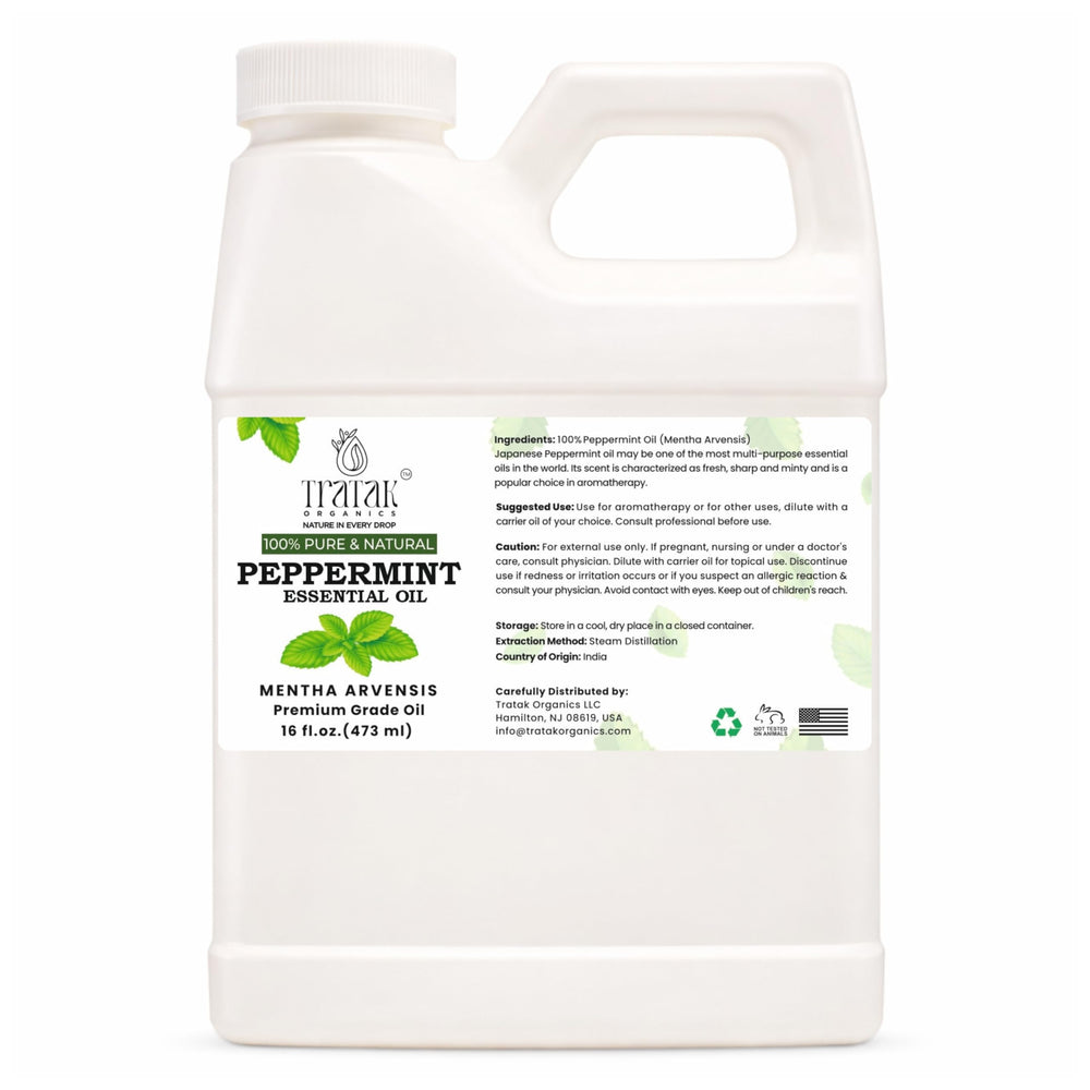Tratak Organics botella frontal de 16 fl oz mostrando etiqueta y seguridad