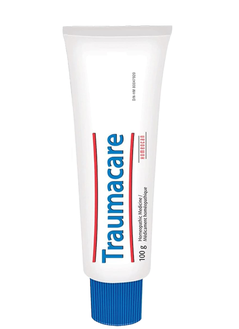 Traumacare frente del tubo mostrando etiqueta y tamaño práctico