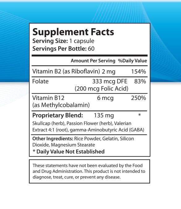 Tremadone etiqueta con lista de ingredientes y beneficios para la neurotransmisión