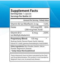 Tremadone etiqueta con lista de ingredientes y beneficios para la neurotransmisión