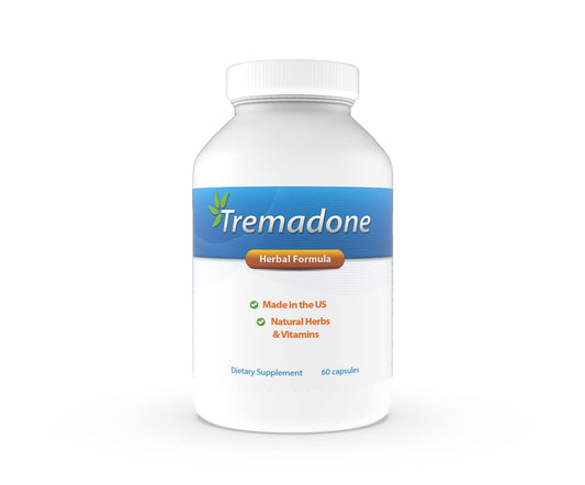 Tremadone vista frontal del envase mostrando presentación y beneficio de apoyo nervioso