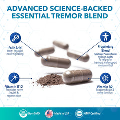 Real Science Nutrition tremanol botella junto a una mano para mostrar escala práctica