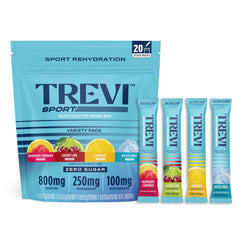 TREVI frente del empaque mostrando variedad y beneficios sin azúcar
