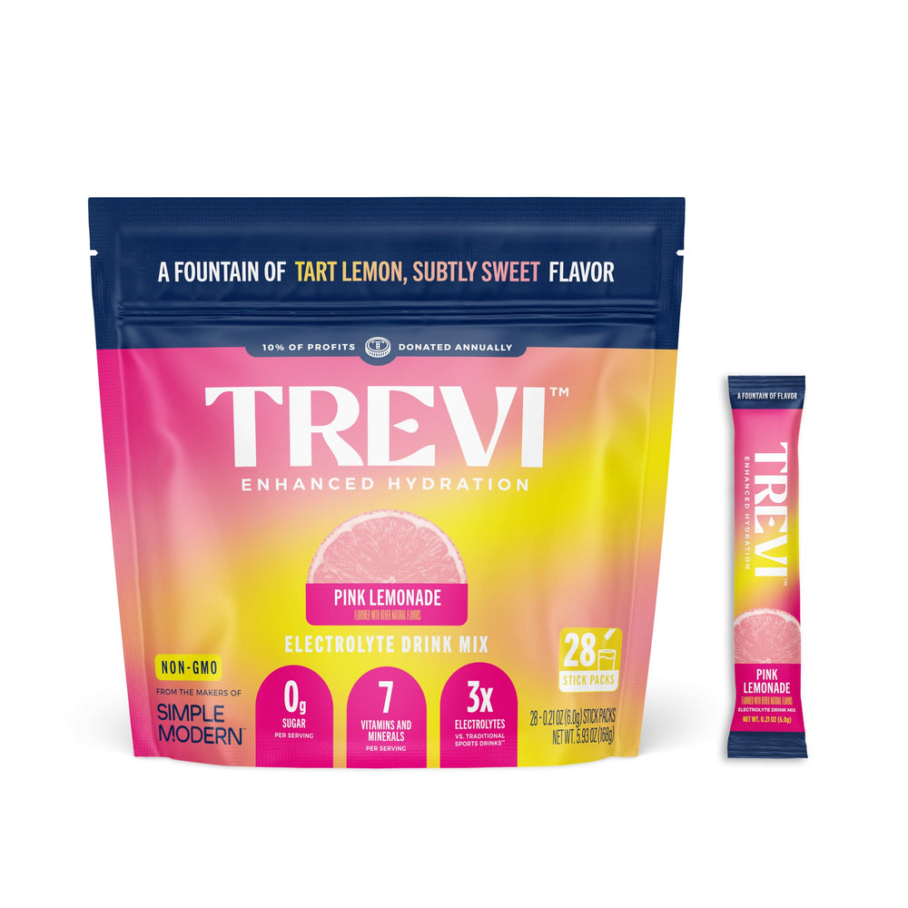 TREVI paquete frontal mostrando diseño y beneficios visibles
