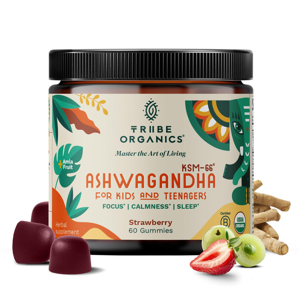 TRIBE ORGANICS envase frontal de gominolas para enfoque y calma