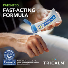 TriCalm comparación de tamaño 2 fl oz fácil de guardar en botiquín