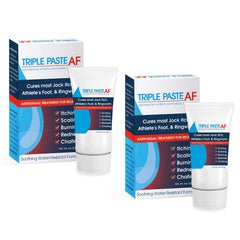 Triple Paste frasco frontal mostrando el tamaño y diseño útil