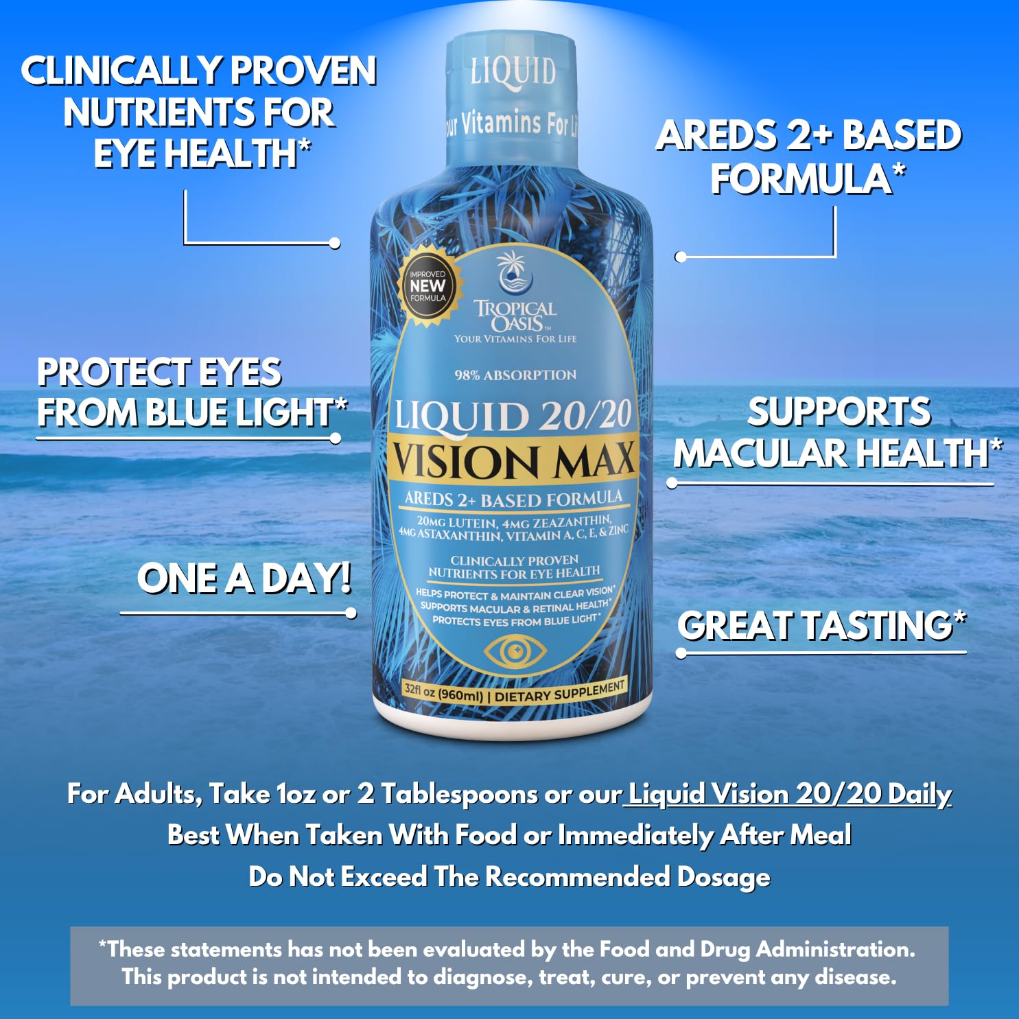 Shot de 1 oz Tropical Oasis listo para beber, alternativa sin pastillas y conveniente
