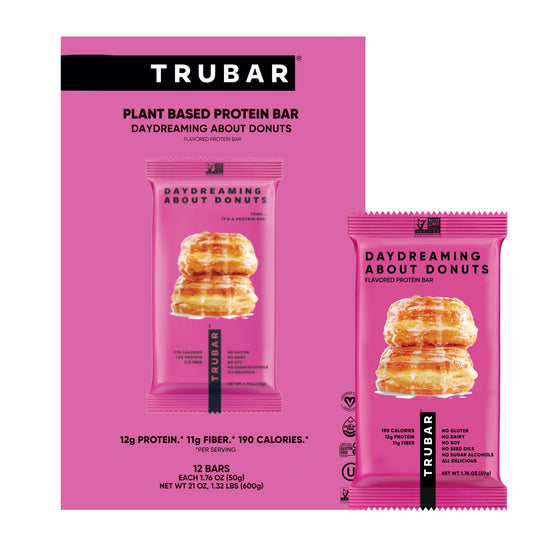TRUBAR empaque frontal Daydreaming About Donuts mostrando sabor y beneficios