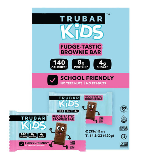 TRUBAR frente del empaque Fudge-Tastic Brownie mostrando diseño y porción, ideal para seleccionar en la tienda
