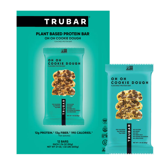 TRUBAR empaque frontal mostrando sabor Oh Oh Cookie Dough y conveniencia