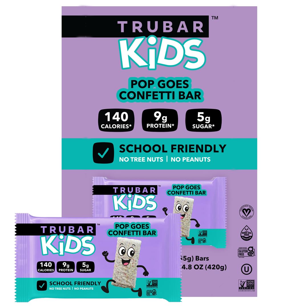 TRUBAR imagen frontal del paquete mostrando sabor confetti y beneficios