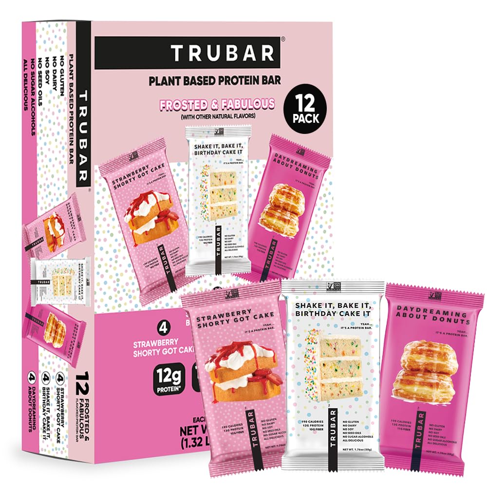 TRUBAR pack frontal mostrando variedad Frosted & Fabulous y ventaja de sabores postre