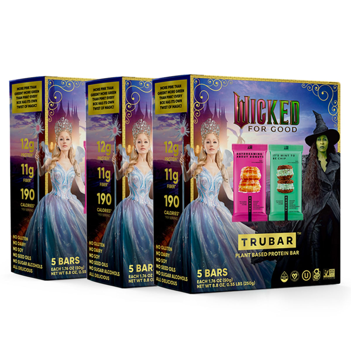 TRUBAR empaque frontal del pack Wicked mostrando sabores y conteo, ideal para elegir snacks saludables
