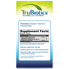 TruBiotics etiqueta con ingredientes destacando las cepas y prebióticos