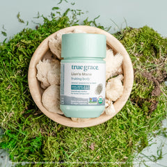 True Grace farm fruiting body mushrooms showing organic cultivation