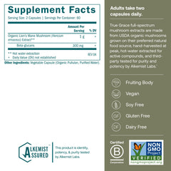 True Grace Lion’s Mane capsules close-up for daily focus exploration