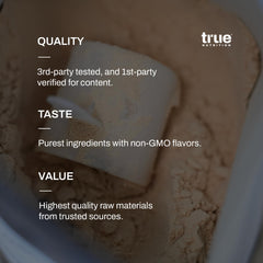 True Nutrition etiqueta nutricional del HBCD indicando 27 g por porción