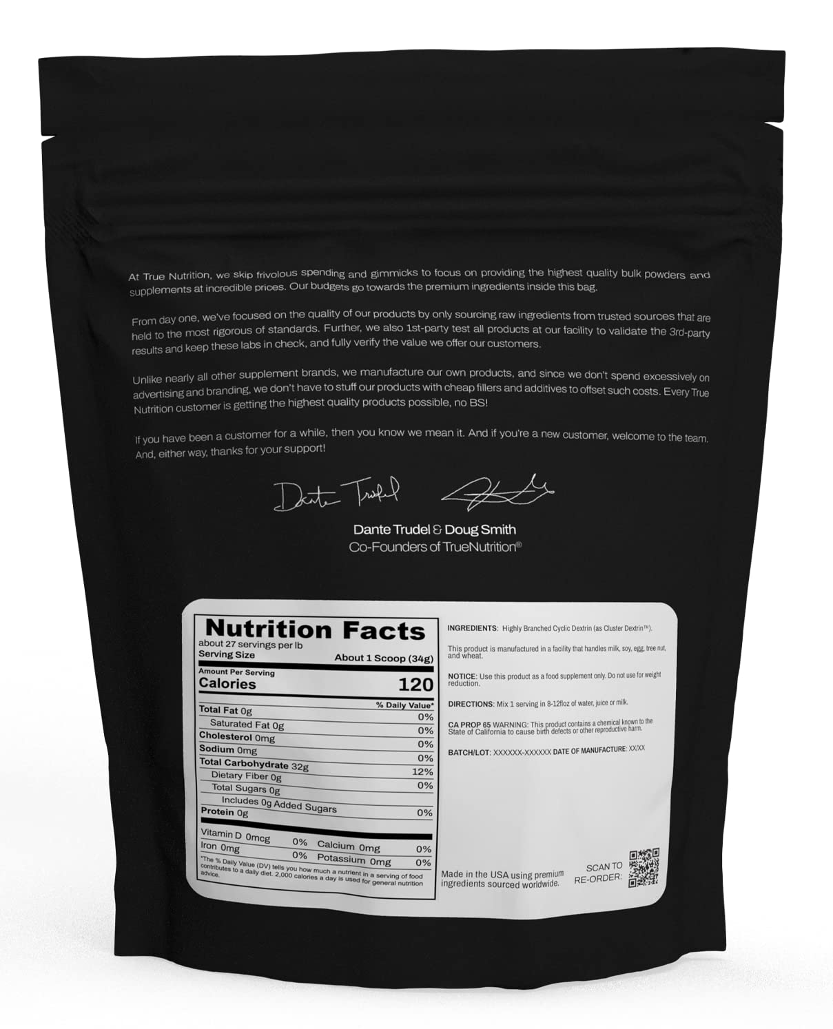True Nutrition textura del polvo HBCD en primer plano para mezclas rápidas