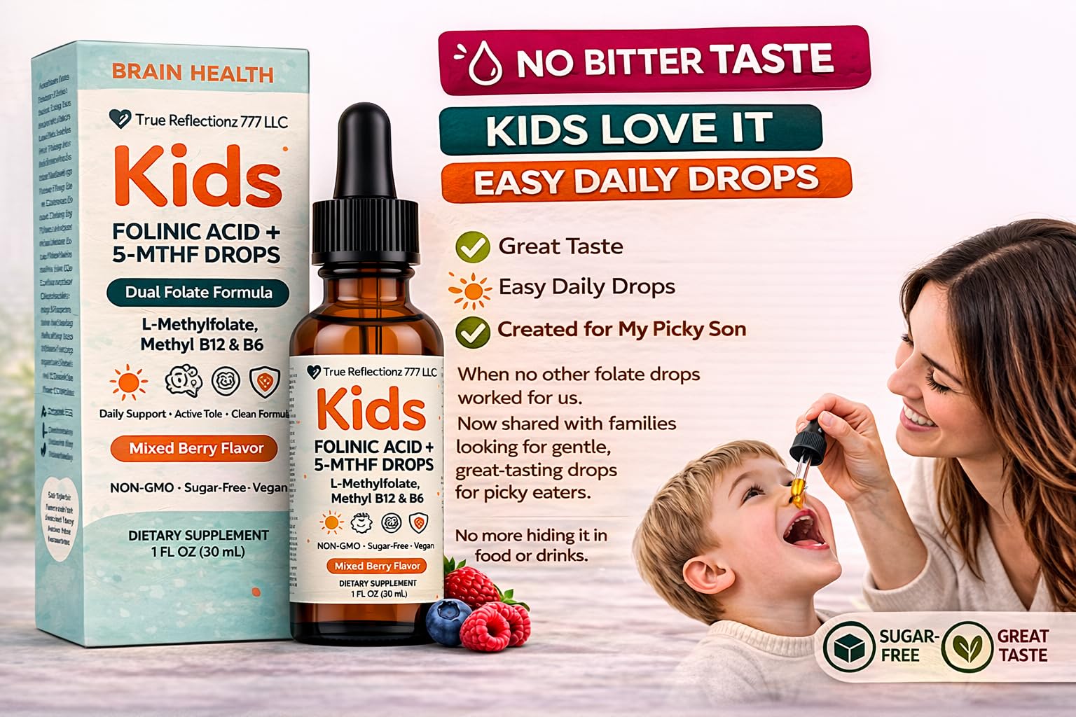 True reflectionz botella junto a regla para comparar tamaño y cantidad