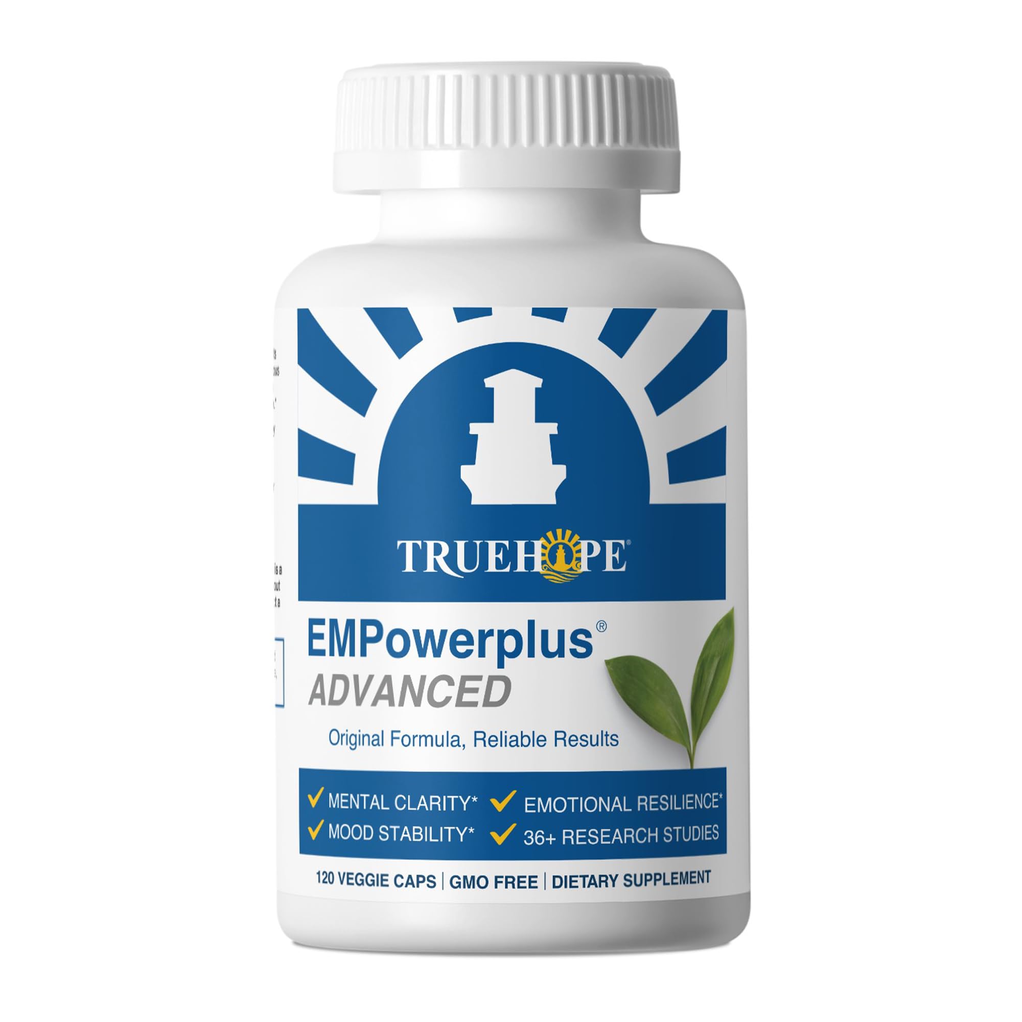 Truehope envase frontal mostrando marca y beneficio de 36 nutrientes