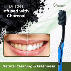 Trueocity primer plano de cerdas con carbón de bambú, limpieza suave