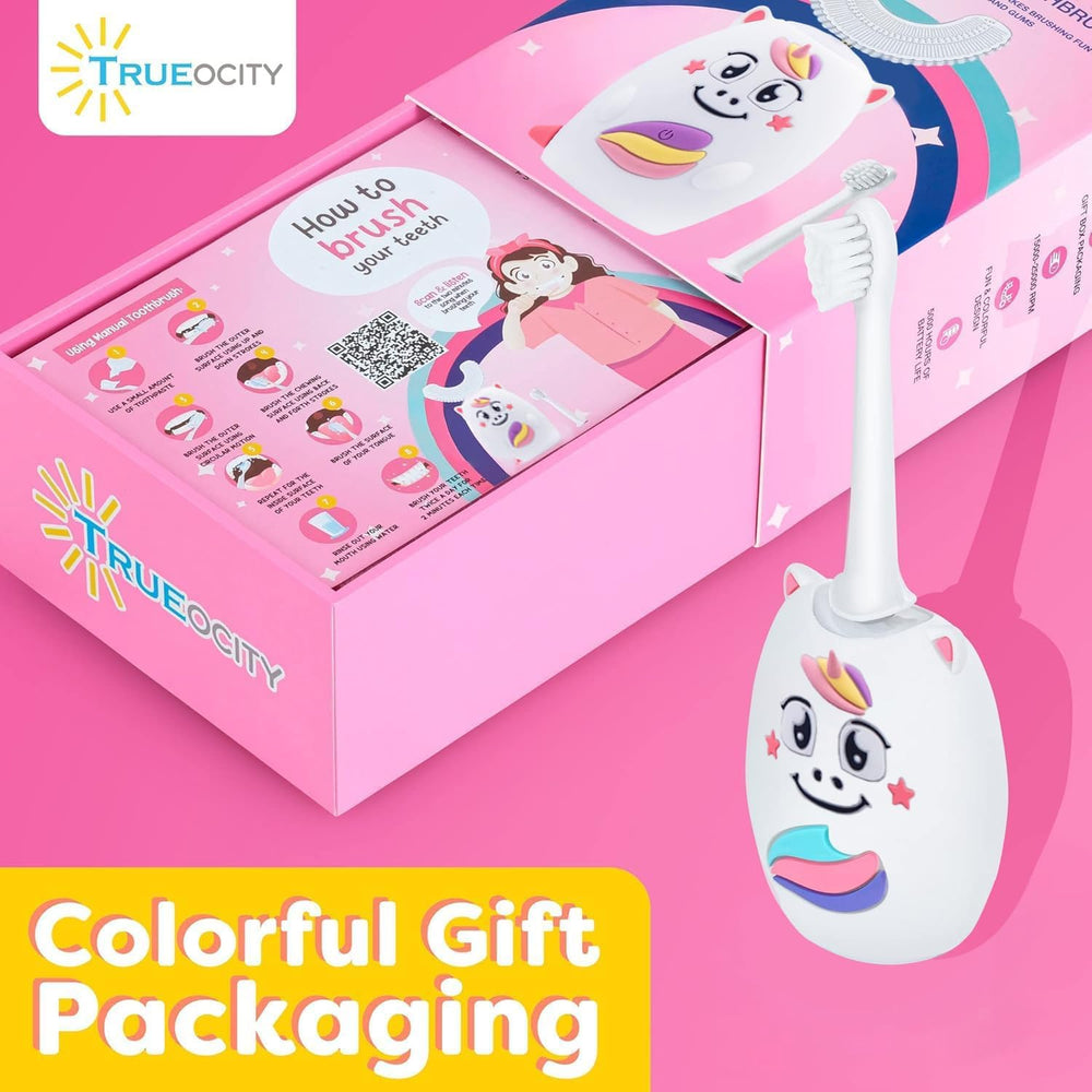Trueocity detalle del diseño unicornio para atraer a niños y fomentar hábito