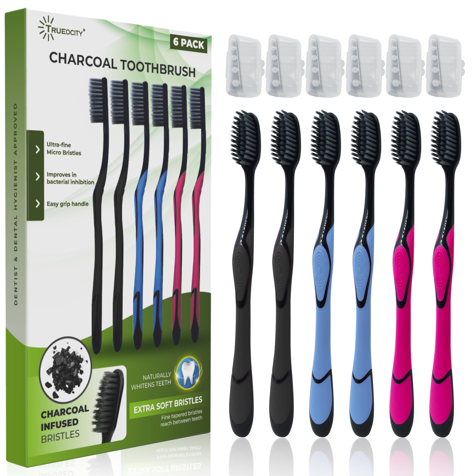 Trueocity frente del paquete con seis cepillos, ideal para repuestos