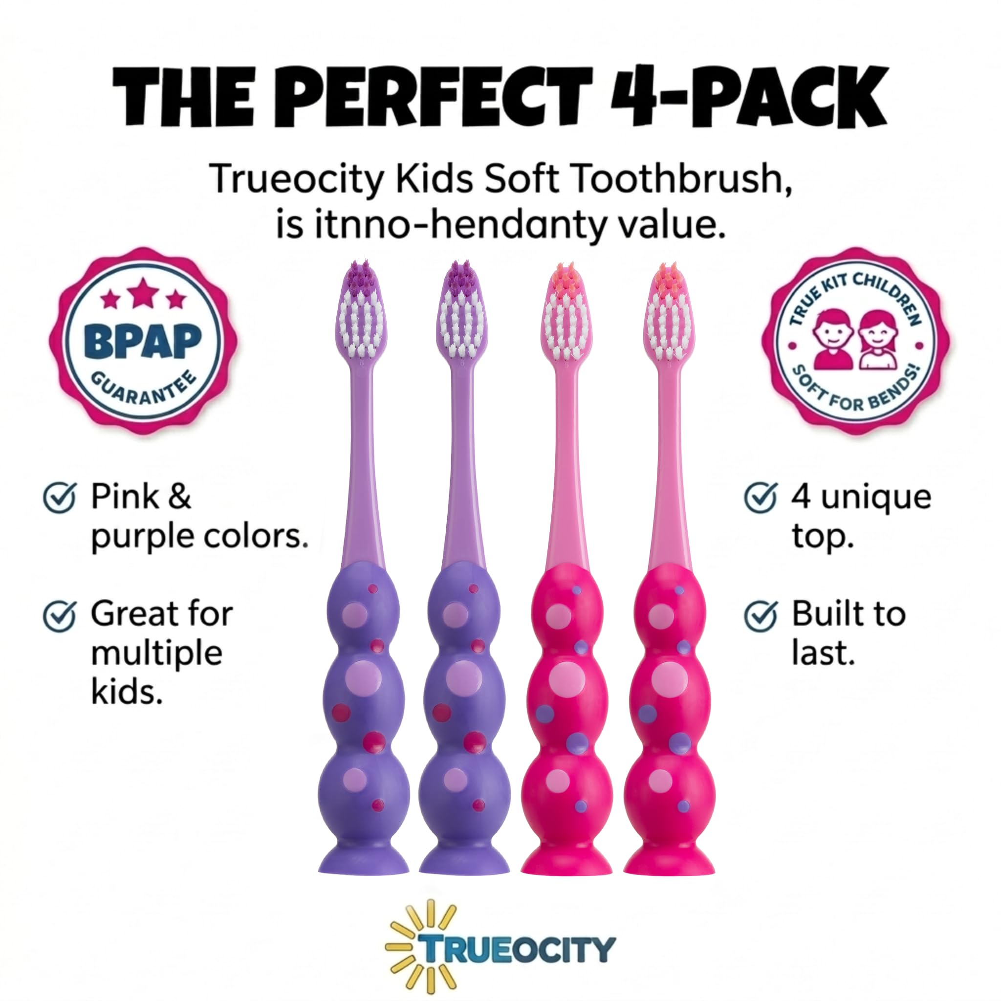Trueocity niño cepillándose en baño, fomenta autonomía y hábito