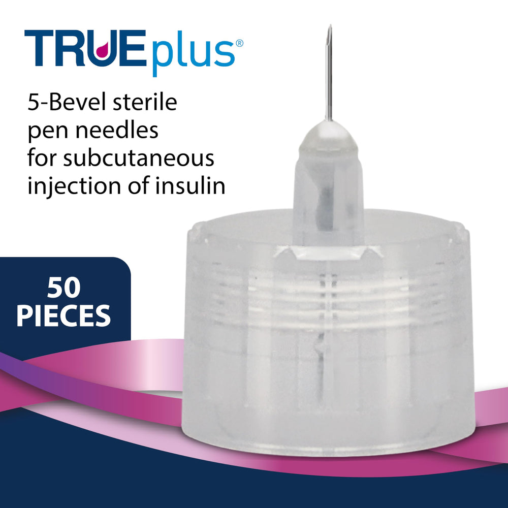 TRUEplus primer plano de aguja 31G con recubrimiento de silicona para inserción suave