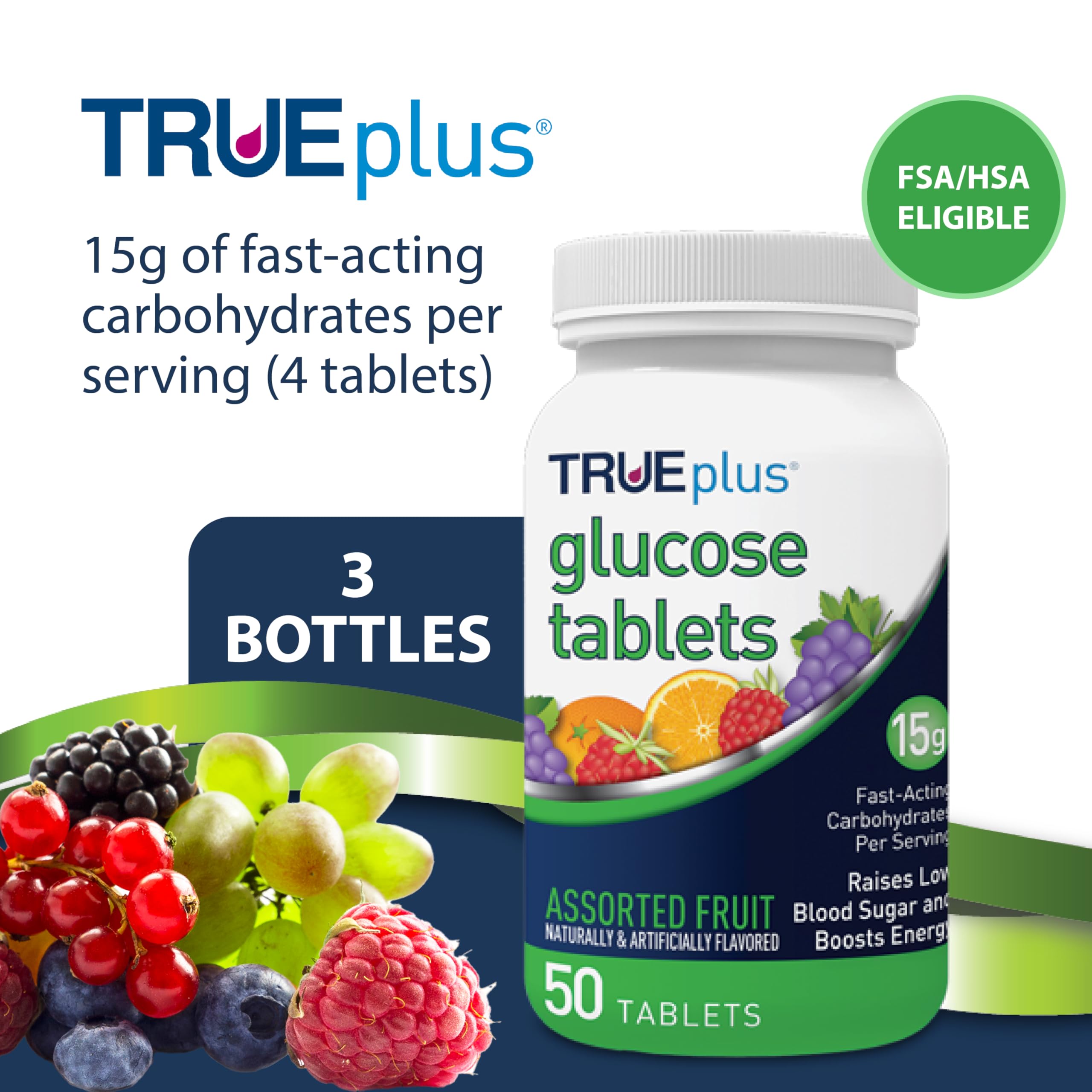 TRUEplus primer plano de textura de tabletas, muestra apariencia masticable y sabor