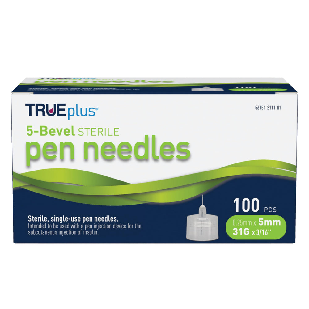 TRUEplus frente del paquete mostrando caja de 100 unidades y beneficios