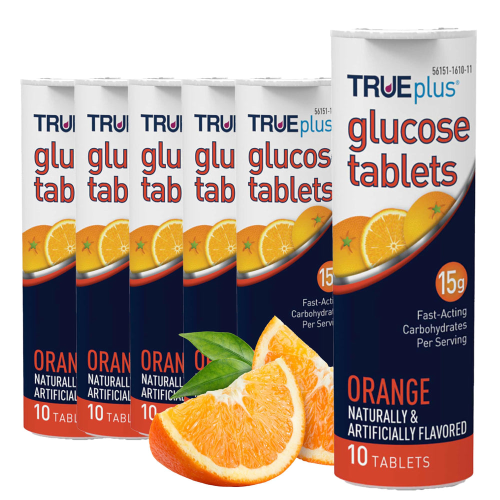 TRUEplus tubo frontal naranja mostrando envase portátil y conveniencia