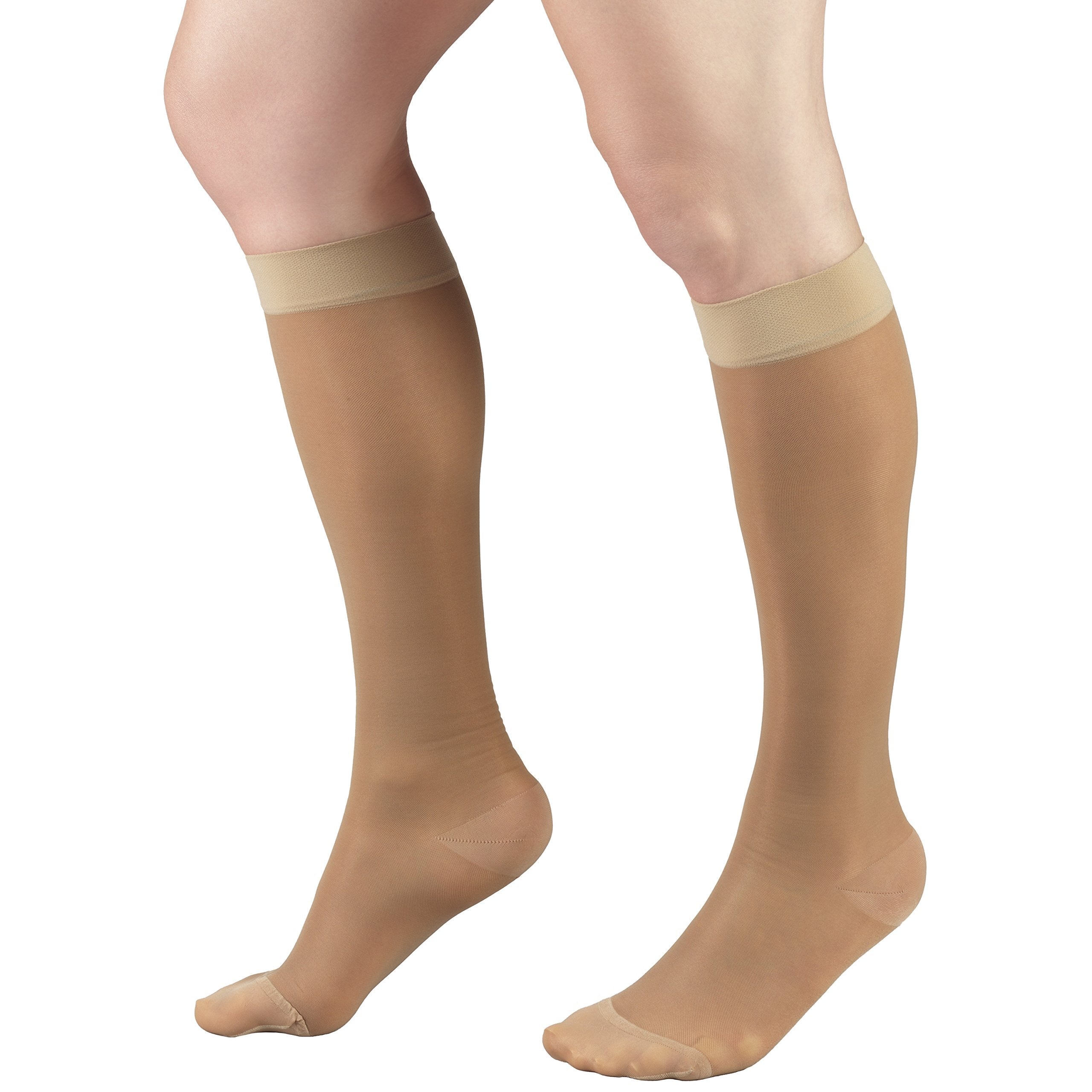 Truform etiqueta del empaque indicando 15–20 mmHg y composición sin látex