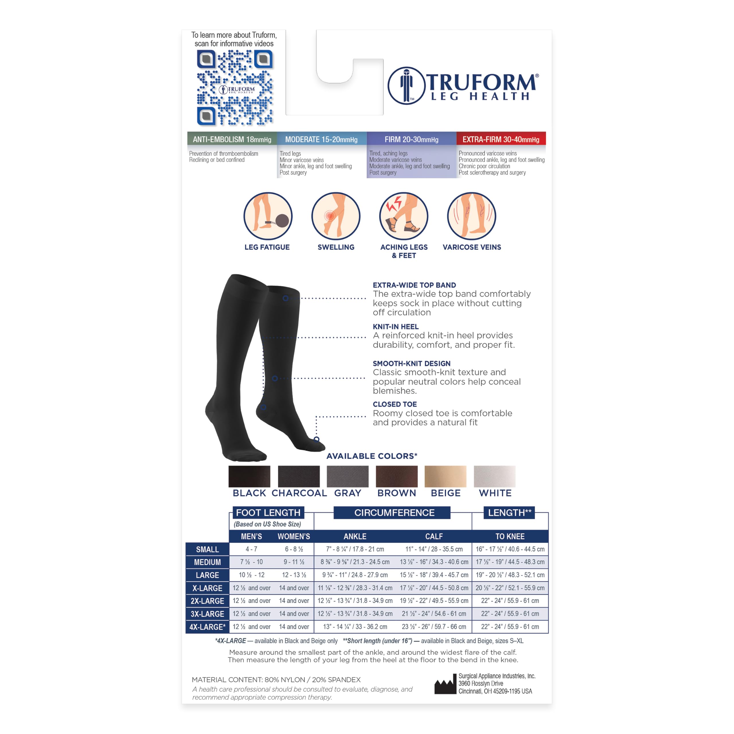 Truform etiqueta de tejido nylon spandex y talla, información de construcción clara