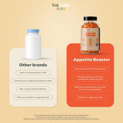 TruHeight etiqueta de ingredientes mostrando vitaminas y extracto de zanahoria orgánica
