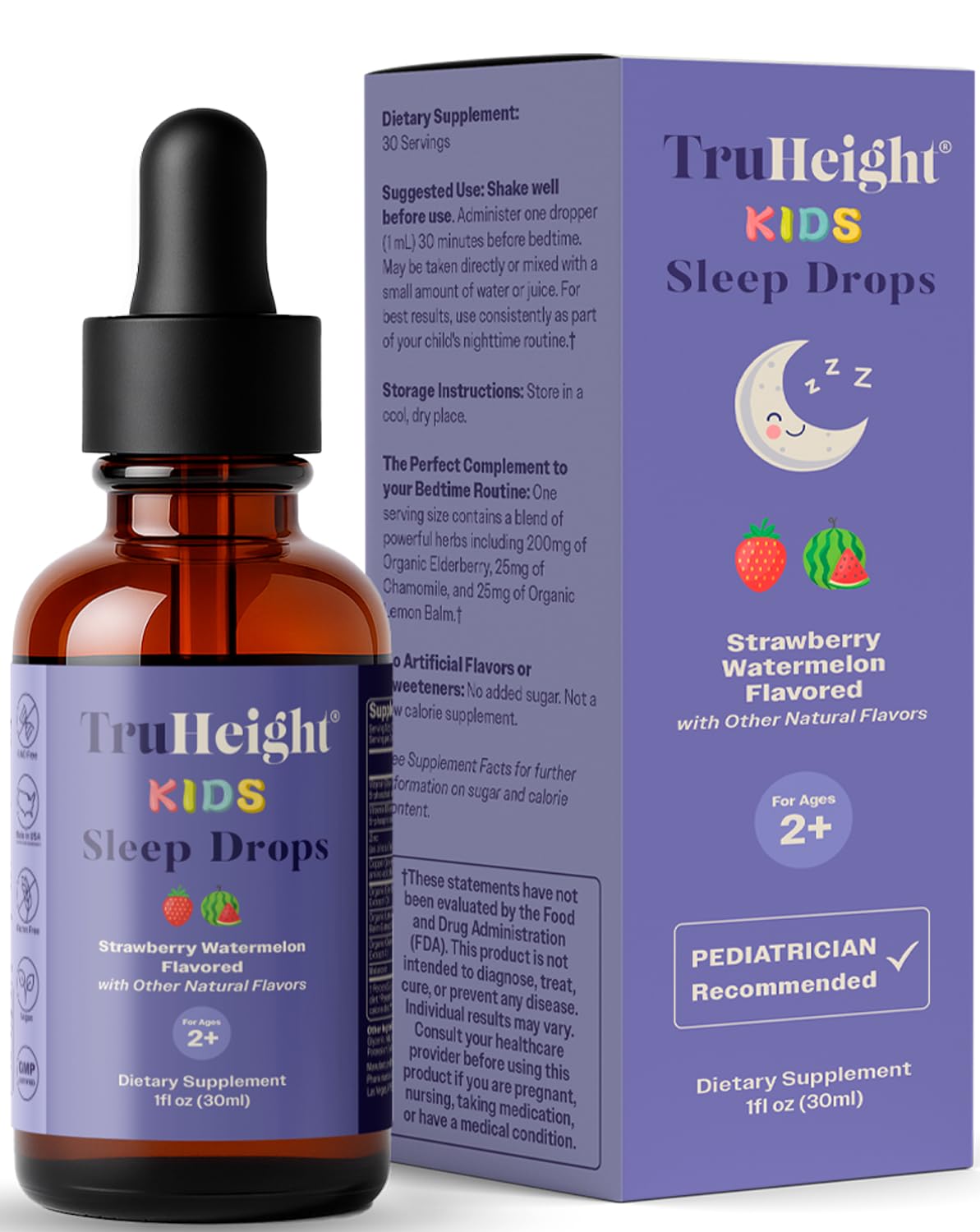 TruHeight botella frontal con sabor sandía, presenta beneficios para dormir