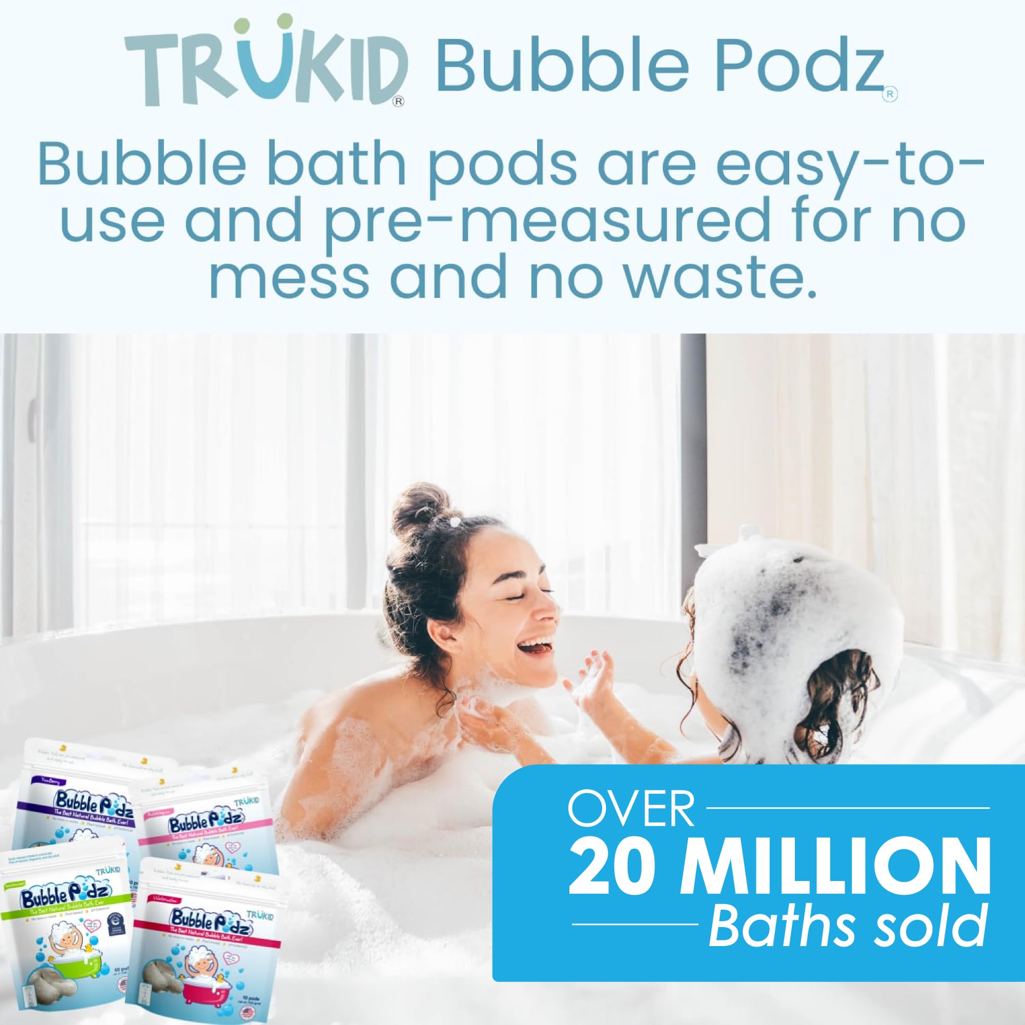 TruKid niño jugando en baño espumoso, rutina fácil para padres