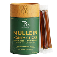 Trusted Rituals empaque frontal mostrando 30 sticks y beneficios portátiles