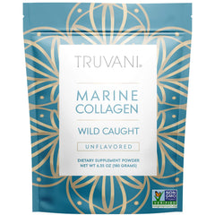 Truvani colágeno marino frente del envase mostrando sello limpio y beneficios