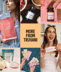 Envase Truvani comparado con mano para apreciar tamaño y raciones disponibles